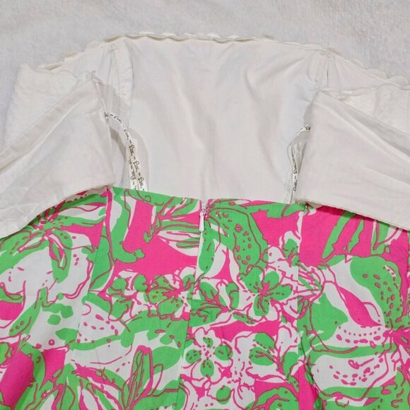Lilly Pulitzer ✦ Franco Strapless Dress ✦ White Pink Green Cotton Mini Size S - Picture 9 of 13
